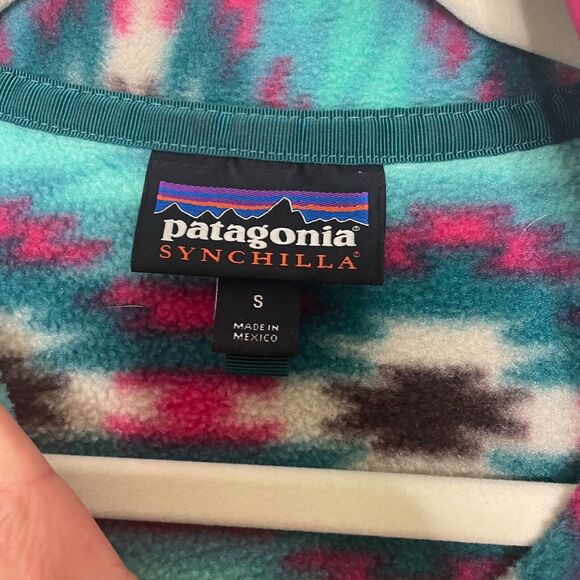 Rare VTG PATAGONIA Aztec Navajo Striped All Over Print Snap-T Sweatshirt 90s sma - Picture 2 of 7